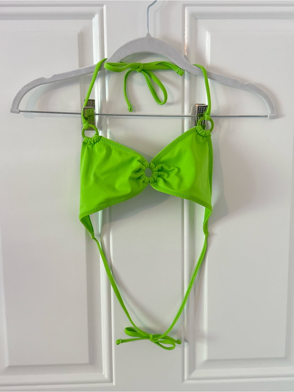 La Hearts Neon Lime Halter Bikini Top